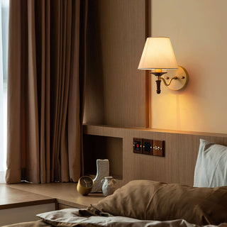 Eryn Brass Wood Fabric Wall Light
