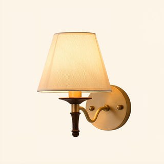 Eryn Brass Wood Fabric Wall Light