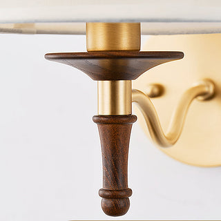 Eryn Brass Wood Fabric Wall Light