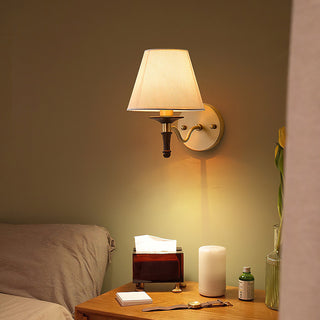 Eryn Brass Wood Fabric Wall Light