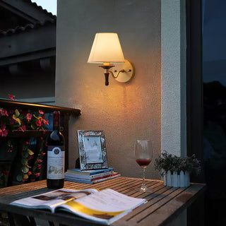 Eryn Brass Wood Fabric Wall Light
