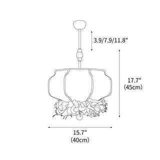 Feathered Oriental Wood Lantern Pendant Light