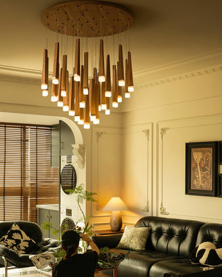Embers Contemporary Wood Chandelier