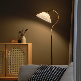 Florence Retro Brass Wood Floor Lamp