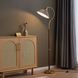 Florence Retro Brass Wood Floor Lamp