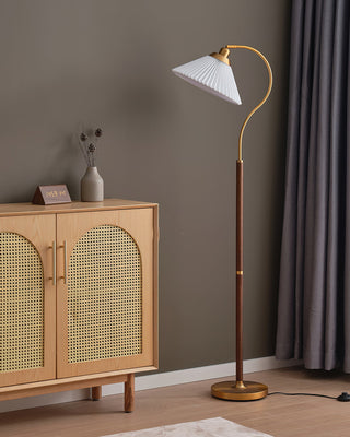 Florence Retro Brass Wood Floor Lamp