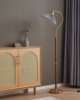 Florence Retro Brass Wood Floor Lamp