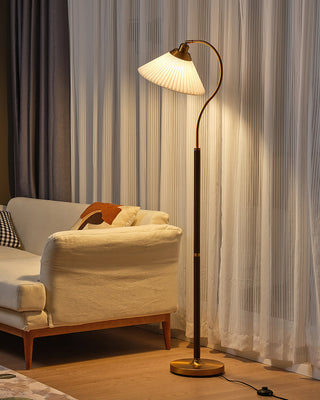 Florence Retro Brass Wood Floor Lamp