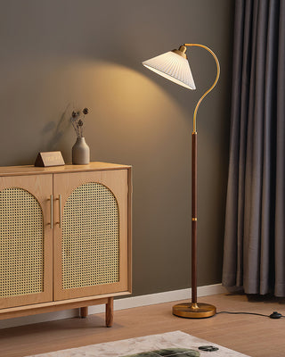 Florence Retro Brass Wood Floor Lamp