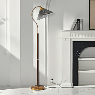 Florence Retro Brass Wood Floor Lamp