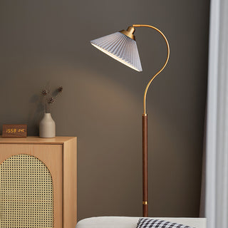 Florence Retro Brass Wood Floor Lamp