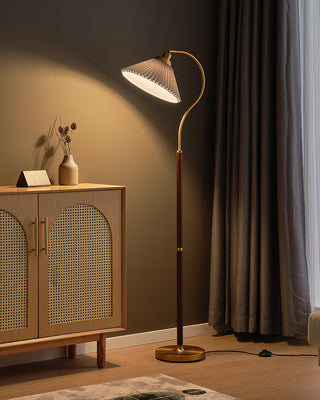 Florence Retro Brass Wood Floor Lamp