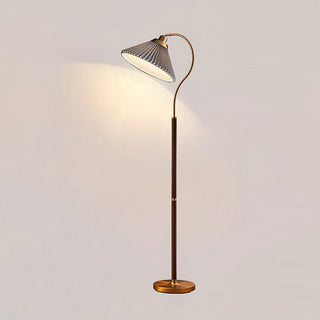 Florence Retro Brass Wood Floor Lamp