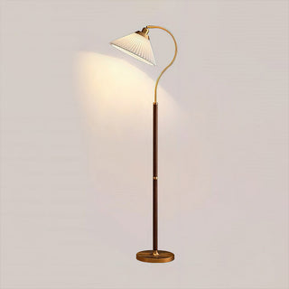 Florence Retro Brass Wood Floor Lamp