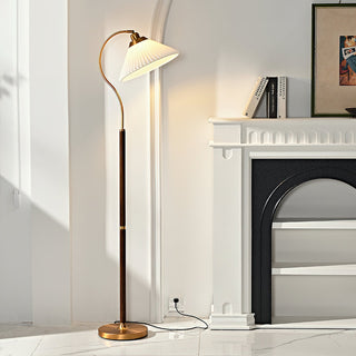 Florence Retro Brass Wood Floor Lamp