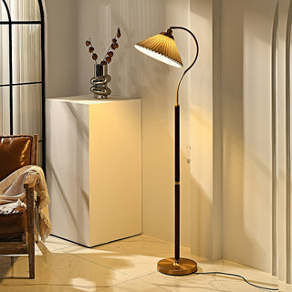 Florence Retro Brass Wood Floor Lamp
