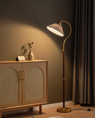 Florence Retro Brass Wood Floor Lamp