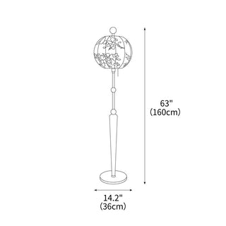 Flower Oriental Wood Ball Floor Light