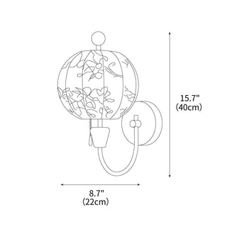 Flower Oriental Wood Ball Wall Light