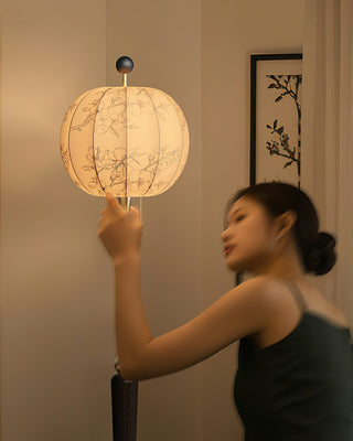 Flower Oriental Wood Ball Floor Light