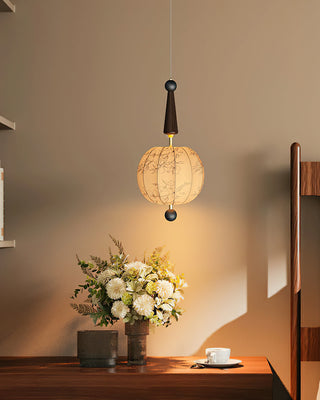 Flower Natural Cloth Ball Pendant Light