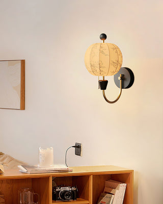 Flower Oriental Wood Ball Wall Light