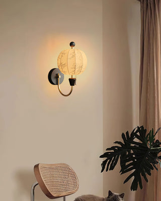 Flower Oriental Wood Ball Wall Light