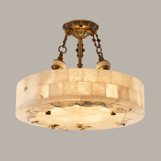 Fluted Vintage Alabaster Chandelier