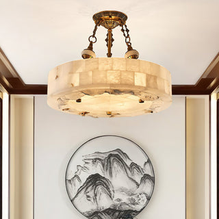 Fluted Vintage Alabaster Chandelier