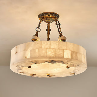 Fluted Vintage Alabaster Chandelier