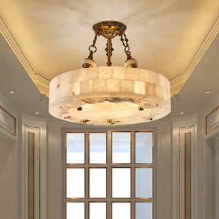 Fluted Vintage Alabaster Chandelier