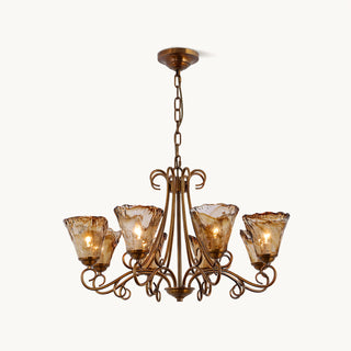 Fratelli Bronze Amber Glass Chandelier
