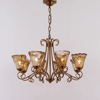 Fratelli Bronze Amber Glass Chandelier