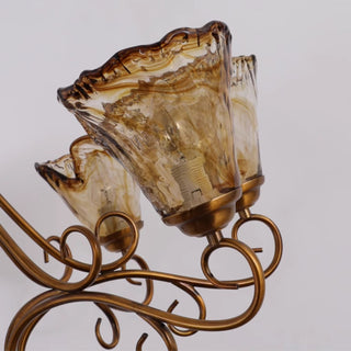 Fratelli Bronze Amber Glass Chandelier