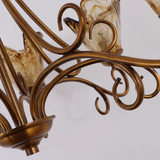 Fratelli Bronze Amber Glass Chandelier