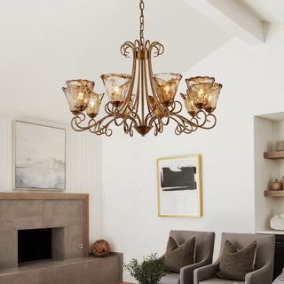 Fratelli Bronze Amber Glass Chandelier