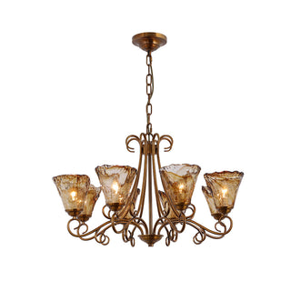 Fratelli Bronze Amber Glass Chandelier