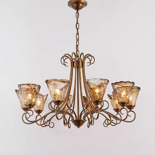 Fratelli Bronze Amber Glass Chandelier