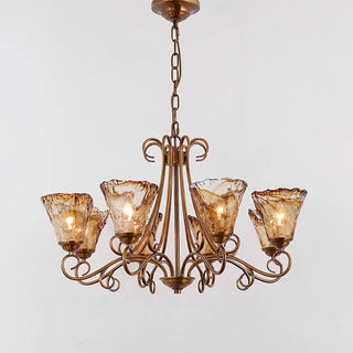 Fratelli Bronze Amber Glass Chandelier