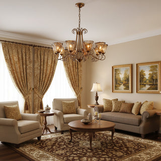 Fratelli Bronze Amber Glass Chandelier