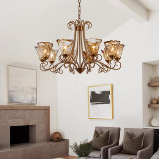Fratelli Bronze Amber Glass Chandelier