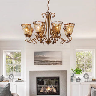 Fratelli Bronze Amber Glass Chandelier