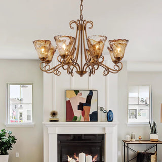 Fratelli Bronze Amber Glass Chandelier
