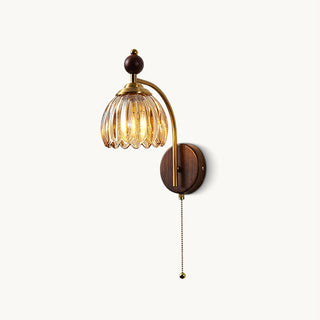 Freya Vintage Brass Wood Wall Sconce