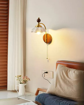 Freya Vintage Brass Wood Wall Sconce