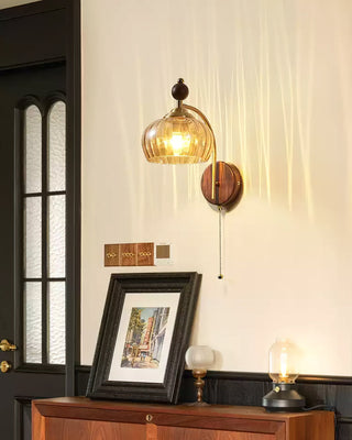 Freya Vintage Brass Wood Wall Sconce
