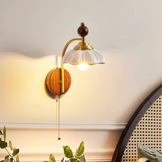Freya Vintage Brass Wood Wall Sconce