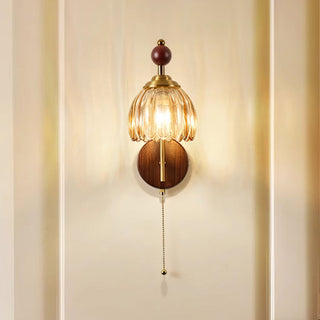Freya Vintage Brass Wood Wall Sconce
