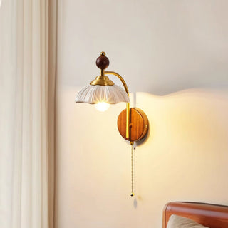 Freya Vintage Brass Wood Wall Sconce