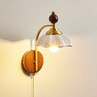 Freya Vintage Brass Wood Wall Sconce